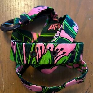 Prada Skinny Belt 30” hot pink, lime green, black, and white mod print